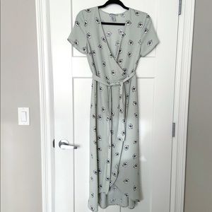 H&M Floral Midi Wrap Dress